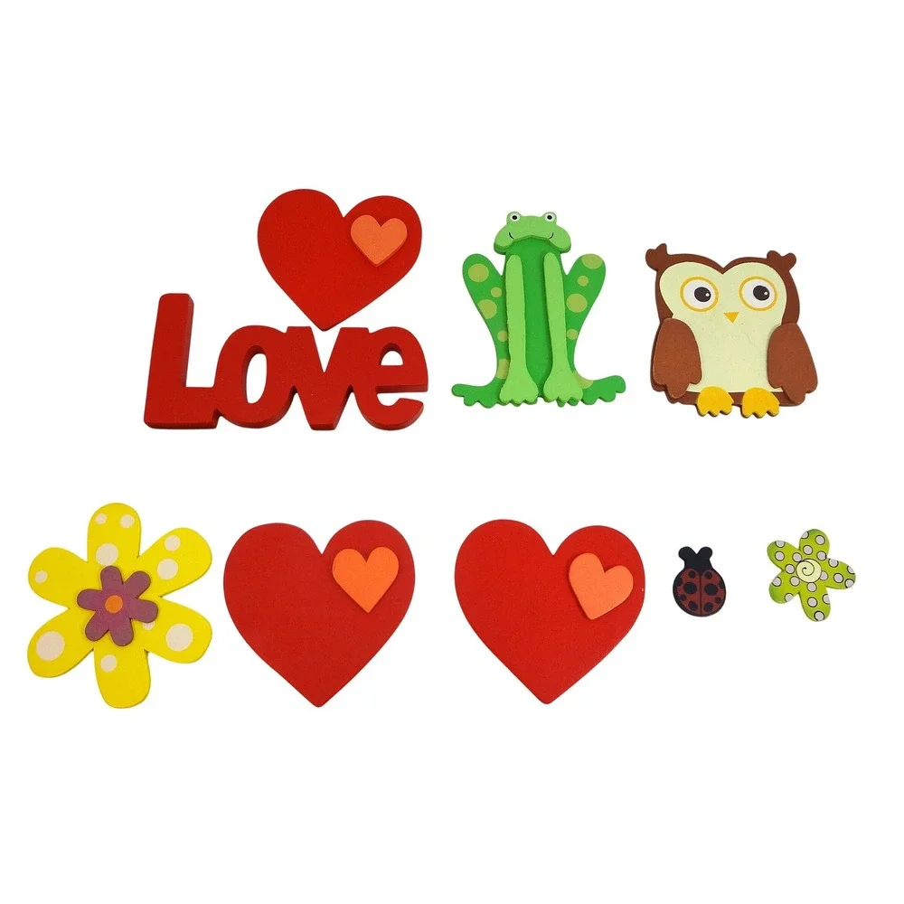 Craft Embellishments Love Hearts Owl‎ Frog Flower Ladybug Wood Plaques